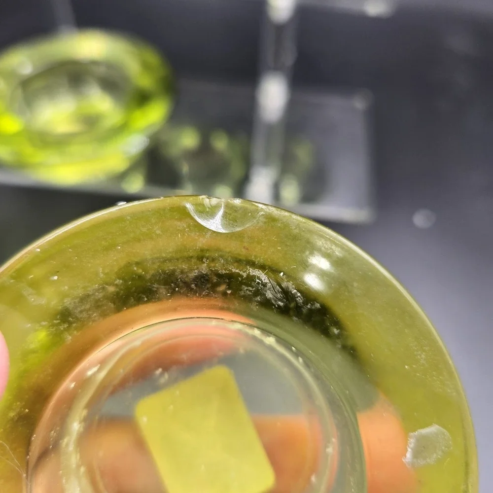 Crate & Barrel Lime Green Glass‎ Tea Light Candle Holders 3